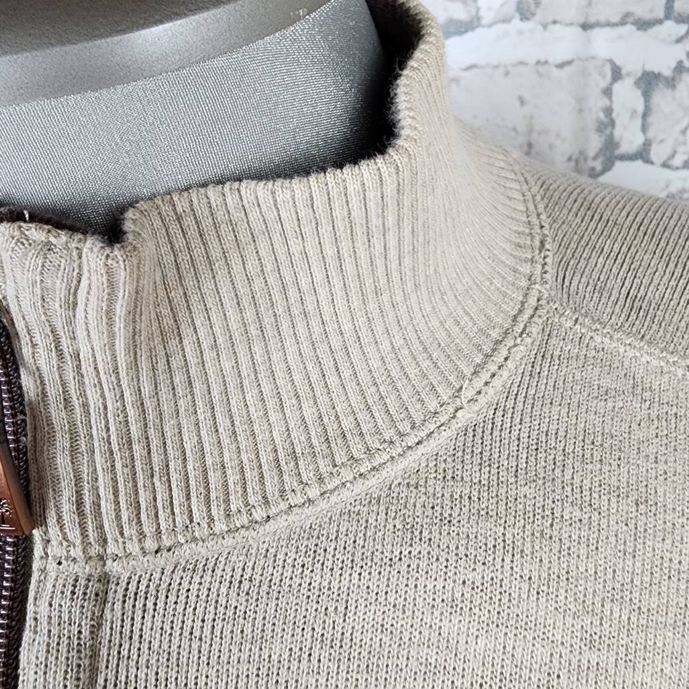 Tommy Bahama  1/4 Zip Pullover Cotton Sweater Cream Size Large - Picture 6 of 12